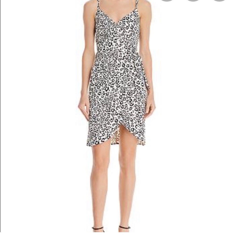 NWT AQUA Black & White Cheetah Wrap Tie Dress